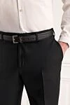 Men's black full-grain leather Cassandre belt Saint Laurent - YSL logo. 100% genuine leather. Country of manufacture: Italy. Care: specialized cleaning - photo 2