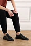 Чоловічі снікери Andy чорні шкіряні з логотипом Saint Laurent - логотип бренду. 100% натуральна шкіра. шнурки. Країна виробник: Італія. Догляд: спеціалізоване чищення - фото 2
