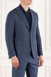 Sartoria Latorre Синий мужской пиджак однобортный из шерсти и хлопка - 58% шерсть, 42% хлопок. пуговицы. 2 боковых кармана, один нагрудный. Страна производитель: Италия. Уход: специализированная чистка - фото 3