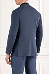 Синий мужской пиджак однобортный из шерсти и хлопка Sartoria Latorre - 58% шерсть, 42% хлопок. пуговицы. 2 боковых кармана, один нагрудный. Страна производитель: Италия. Уход: специализированная чистка - фото 4