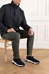 Shadow sneakers in knit and leather, black Berluti - embroidery with Berluti signature 