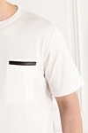 Berluti Men's white T-shirt with pocket with leather trim - leather trim. 100% cotton. Country of manufacture: Italy. Care: specialized cleaning - photo 5