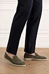 Men's branded green leather loafers Cesare di Napoli - contrast sole. 100% genuine leather. Country of manufacture: Italy. Care: specialized cleaning - photo 2