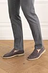 Gray loafers with white suede sole Cesare di Napoli - contrast sole. 100% suede. Country of manufacture: Italy. Care: specialized cleaning - photo 2
