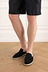 Men's suede mules black Cesare di Napoli - contrast sole. 100% suede. Country of manufacture: Italy. Care: specialized cleaning - photo 2
