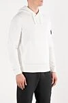 Stone Island Organic Cotton Fleece Hoodie White - brand logo. hood. 100% cotton. large front pocket. Country of manufacture: Italy. Care: specialized cleaning - photo 3