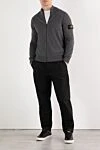В'язаний кардиган з вовни Geelong з коміром-стійкою сірий Stone Island - логотип бренду. 100% шерсть. блискавка. Країна виробник: Італія. Догляд: спеціалізоване чищення - фото 2