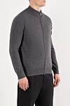 Stone Island В'язаний кардиган з вовни Geelong з коміром-стійкою сірий - логотип бренду. 100% шерсть. блискавка. Країна виробник: Італія. Догляд: спеціалізоване чищення - фото 3