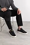 Кожаные черные сникеры с логотипом мужские Stone Island - логотип бренда. 100% замша. шнуровка. Страна производитель: Италия. Уход: специализированная чистка - фото 2