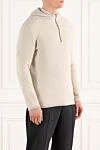 Stone Island Бежевое мужское худи на молнии с капюшоном - логотип бренда. капюшон. 46% шерсть, 34% полиамид. Страна производитель: Италия. Уход: специализированная чистка - фото 3