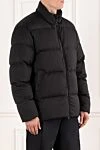 Stone Island Шерстяной пуховик черный мужской с логотипом - 100% шерсть. молния. два боковых кармана. Утеплитель: пух. Страна производитель: Италия. Уход: специализированная чистка - фото 3