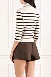 Поло с длинным рукавом Illuminate Stripe бежевого цвета в полоску Zimmermann - узор полоска. 87% вискоза, 12% полиамид, 1% эластан. пуговицы. Страна производитель: Австралия. Уход: специализированная чистка - фото 4