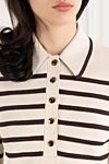 Zimmermann Поло с длинным рукавом Illuminate Stripe бежевого цвета в полоску - узор полоска. 87% вискоза, 12% полиамид, 1% эластан. пуговицы. Страна производитель: Австралия. Уход: специализированная чистка - фото 5
