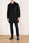 Black men's single-breasted wool coat Lubiam - 100% wool. Closure: buttons. two side pockets. Country of manufacture: Italy. Care: specialized cleaning - photo 2
