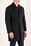 Lubiam Black men's single-breasted wool coat - 100% wool. Closure: buttons. two side pockets. Country of manufacture: Italy. Care: specialized cleaning - photo 3