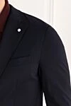 Lubiam Men's blue jacket with patch pockets, single-breasted - 73% polyamide, 27% elastane. Closure: buttons. 2 side pockets, one chest pocket. Country of manufacture: Italy. Care: specialized cleaning - photo 5