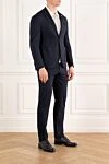 Lubiam Синий однобортный костюм с накладными карманами - 73% полиамид, 27% эластан. пуговицы. 2 боковых кармана, один нагрудный. Страна производитель: Италия. Уход: специализированная чистка - фото 3
