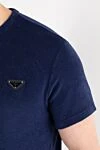 Prada Terry blue T-shirt with triangular logo - brand logo. 100% cotton. Country of manufacture: Italy. Care: specialized cleaning - photo 5