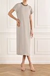 Fluid viscose-linen twill dress with elegant collar Brunello Cucinelli - Monil chain. 73% viscose, 27% linen. Country of manufacture: Italy. Care: specialized cleaning - photo 2