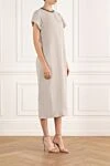 Brunello Cucinelli Fluid viscose-linen twill dress with elegant collar - Monil chain. 73% viscose, 27% linen. Country of manufacture: Italy. Care: specialized cleaning - photo 3