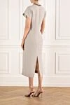 Fluid viscose-linen twill dress with elegant collar Brunello Cucinelli - Monil chain. 73% viscose, 27% linen. Country of manufacture: Italy. Care: specialized cleaning - photo 4