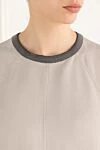 Brunello Cucinelli Fluid viscose-linen twill dress with elegant collar - Monil chain. 73% viscose, 27% linen. Country of manufacture: Italy. Care: specialized cleaning - photo 5