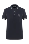 Brunello Cucinelli Women's blue polo with logo and stripes on sleeves and collar - brand logo, stripes on sleeves and collar. 100% cotton. Country of manufacture: Italy. Care: specialized cleaning - photo 1
