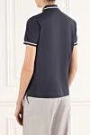 Women's blue polo with logo and stripes on sleeves and collar Brunello Cucinelli - brand logo, stripes on sleeves and collar. 100% cotton. Country of manufacture: Italy. Care: specialized cleaning - photo 4