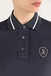 Brunello Cucinelli Women's blue polo with logo and stripes on sleeves and collar - brand logo, stripes on sleeves and collar. 100% cotton. Country of manufacture: Italy. Care: specialized cleaning - photo 5