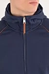 Brunello Cucinelli Blue cotton tracksuit with hood - hood. 48% cotton, 44% silk, 8% polyamide. Closure: zipper. Country of manufacture: Italy. Care: specialized cleaning - photo 5