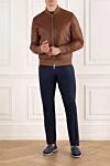 Men's brown leather bomber jacket Seraphin - 100% genuine leather. Closure: zipper . two side pockets with zippers. Country of manufacture: Italy. Care: specialized cleaning - photo 2