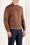 Seraphin Men's brown leather bomber jacket - 100% genuine leather. Closure: zipper . two side pockets with zippers. Country of manufacture: Italy. Care: specialized cleaning - photo 3
