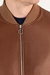 Seraphin Men's brown leather bomber jacket - 100% genuine leather. Closure: zipper . two side pockets with zippers. Country of manufacture: Italy. Care: specialized cleaning - photo 5