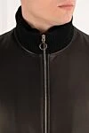 Seraphin Black men's jacket made of genuine leather and fur - genuine leather, natural fur. Closure: zipper . two side pockets with zippers. Country of manufacture: Italy. Care: specialized cleaning - photo 5