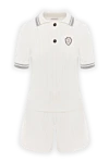 Brunello Cucinelli Summer polo suit with shorts, knitted white - edging on collar and sleeves, brand logo. 100% cotton. Closure: buttons. Country of manufacture: Italy. Care: specialized cleaning - photo 1