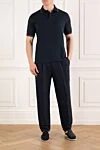 Blue loose tapered twill trousers with double pleats Brunello Cucinelli - tucks. 56% linen, 44% cotton. two side pockets, two back pockets. Fastener: drawstring. Country of manufacture: Italy. Care: specialized cleaning - photo 2