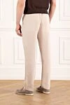 Beige loose tapered twill trousers with double pleats Brunello Cucinelli - tucks. 56% linen, 44% cotton. two side pockets, two back pockets. Fastener: drawstring. Country of manufacture: Italy. Care: specialized cleaning - photo 4