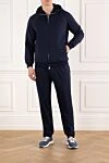 Cotton tracksuit, dark blue with hood Brunello Cucinelli - hood. 48% cotton, 44% silk, 8% polyamide. Closure: zipper. Country of manufacture: Italy. Care: specialized cleaning - photo 2