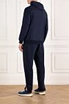Cotton tracksuit, dark blue with hood Brunello Cucinelli - hood. 48% cotton, 44% silk, 8% polyamide. Closure: zipper. Country of manufacture: Italy. Care: specialized cleaning - photo 4