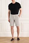 Summer men's shorts light gray with drawstring Cesare di Napoli - 52% linen, 46% wool, 2% elastane. drawstring. two side, one back pocket. Country of manufacture: Italy. Care: specialized cleaning - photo 2