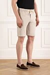 Cesare di Napoli Summer men's shorts light gray with drawstring - 52% linen, 46% wool, 2% elastane. drawstring. two side, one back pocket. Country of manufacture: Italy. Care: specialized cleaning - photo 3