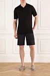 Men's black wool shorts with drawstring Cesare di Napoli - 100% wool. button, zipper, drawstring. two side pockets, one back pocket. Country of manufacture: Italy. Care: specialized cleaning - photo 2