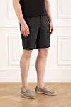 Cesare di Napoli Men's black wool shorts with drawstring - 100% wool. button, zipper, drawstring. two side pockets, one back pocket. Country of manufacture: Italy. Care: specialized cleaning - photo 3