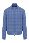Enrico Mandelli Blue Checked Bomber Jacket Made of Silk and Cashmere - 52% silk, 48% cashmere. two side pockets. Fastener: zipper. Country of manufacture: Italy. Care: specialized cleaning - photo 1