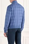 Blue Checked Bomber Jacket Made of Silk and Cashmere Enrico Mandelli - 52% silk, 48% cashmere. two side pockets. Fastener: zipper. Country of manufacture: Italy. Care: specialized cleaning - photo 4