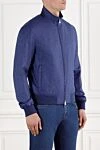Enrico Mandelli Blue Cashmere Silk Bomber Jacket Men - 52% silk, 48% cashmere. two side pockets. Fastener: zipper. Country of manufacture: Italy. Care: specialized cleaning - photo 3