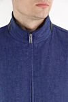 Enrico Mandelli Blue Cashmere Silk Bomber Jacket Men - 52% silk, 48% cashmere. two side pockets. Fastener: zipper. Country of manufacture: Italy. Care: specialized cleaning - photo 5