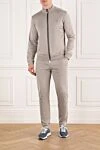 Beige men's sports suit with logo embroidery Billionaire - logo embroidery. 48% cotton, 44% silk, 8% polyamide. Closure: zipper. Country of manufacture: Italy. Care: specialized cleaning - photo 2
