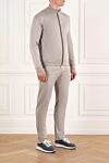 Billionaire Beige men's sports suit with logo embroidery - logo embroidery. 48% cotton, 44% silk, 8% polyamide. Closure: zipper. Country of manufacture: Italy. Care: specialized cleaning - photo 3