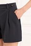 Brunello Cucinelli Шорти Baggy з бавовняного піку сині жіночі - защипи. 93% бавовна, 7% поліамід. гудзик, блискавка. 2 бічні кишені. Країна виробник: Італія. Догляд: спеціалізоване чищення - фото 5